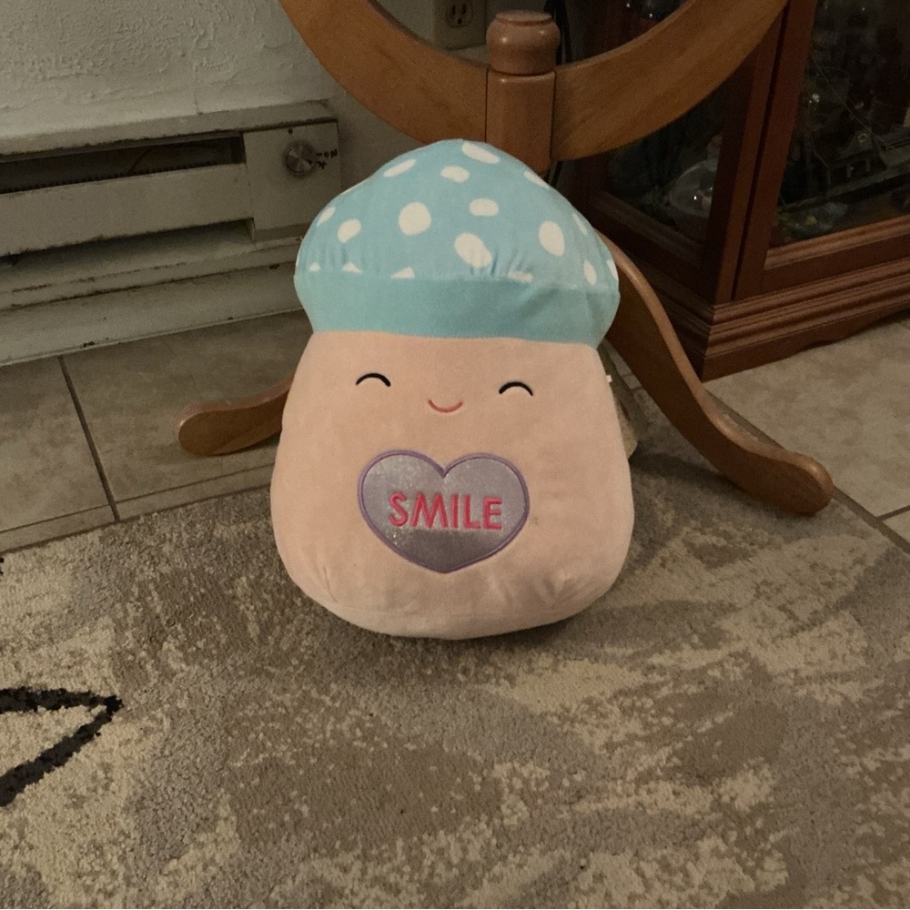 Cute Plush Mushroom Squishmallow - Blue and Cream